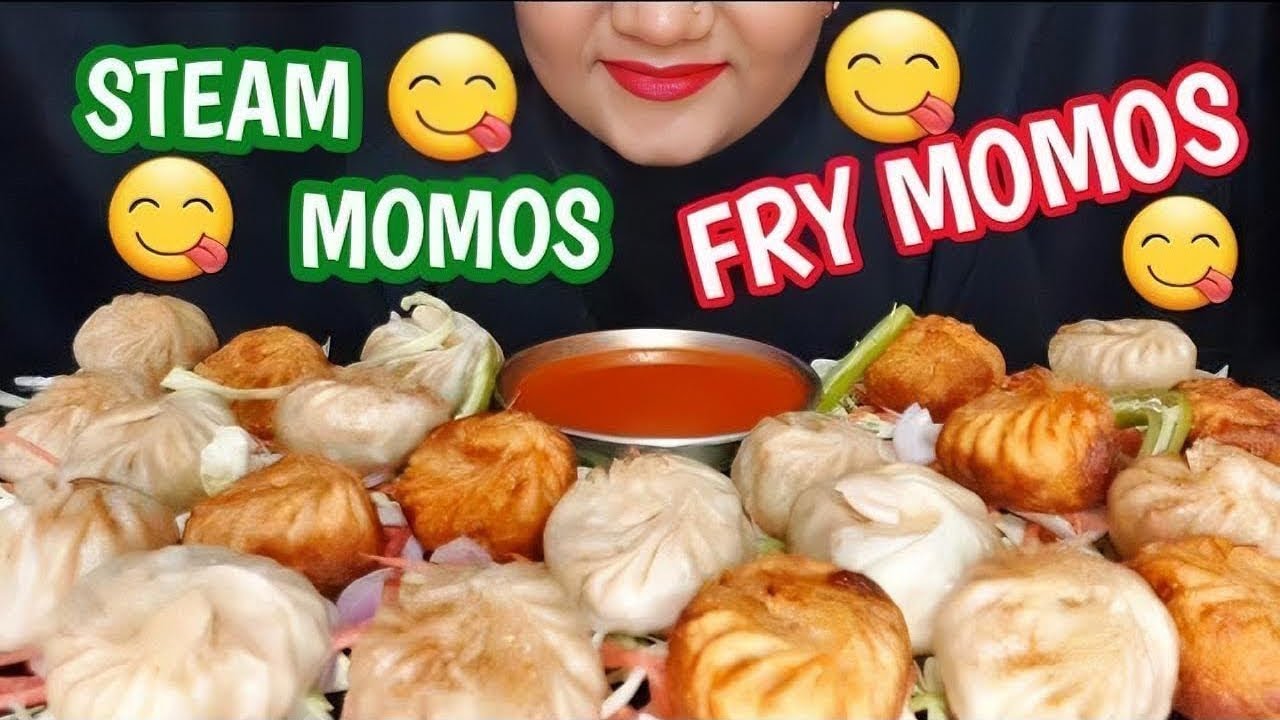 INDIAN MUKBANG || EATING FRY MOMOS AND STEAM MOMOS WITH SPICY CHATNI || @Kiafoodie23  #food #asmr 