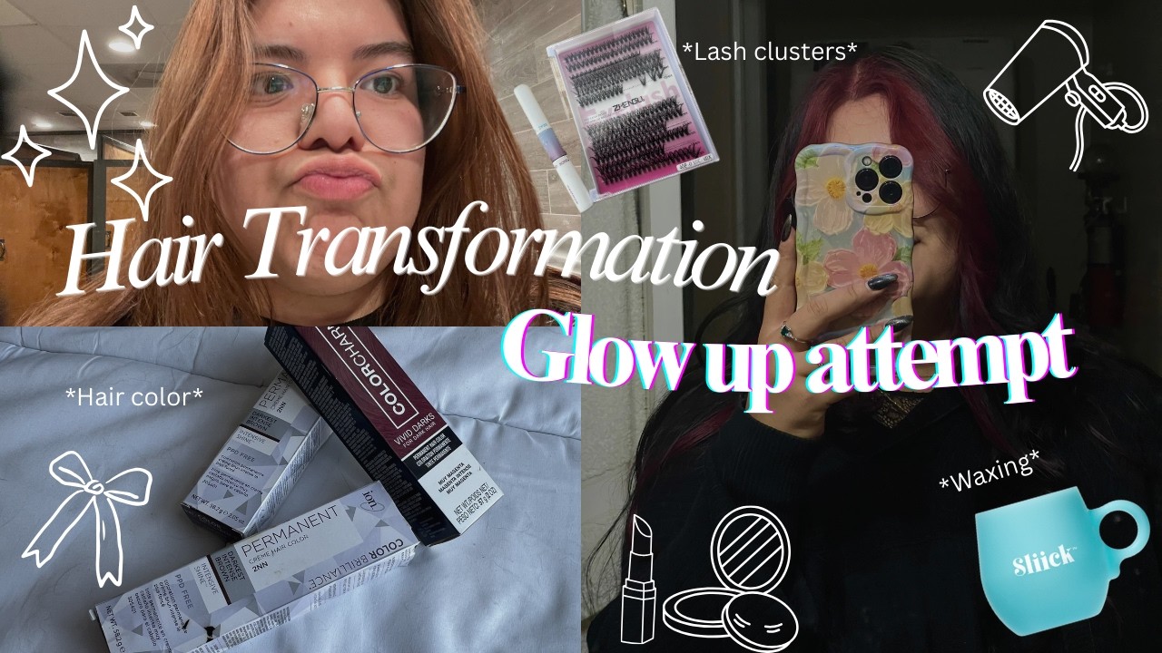 Attempt to Glow Up with me!| black ion & magenta wella Hair dye | Lash clusters|Waxing Hormonal hair