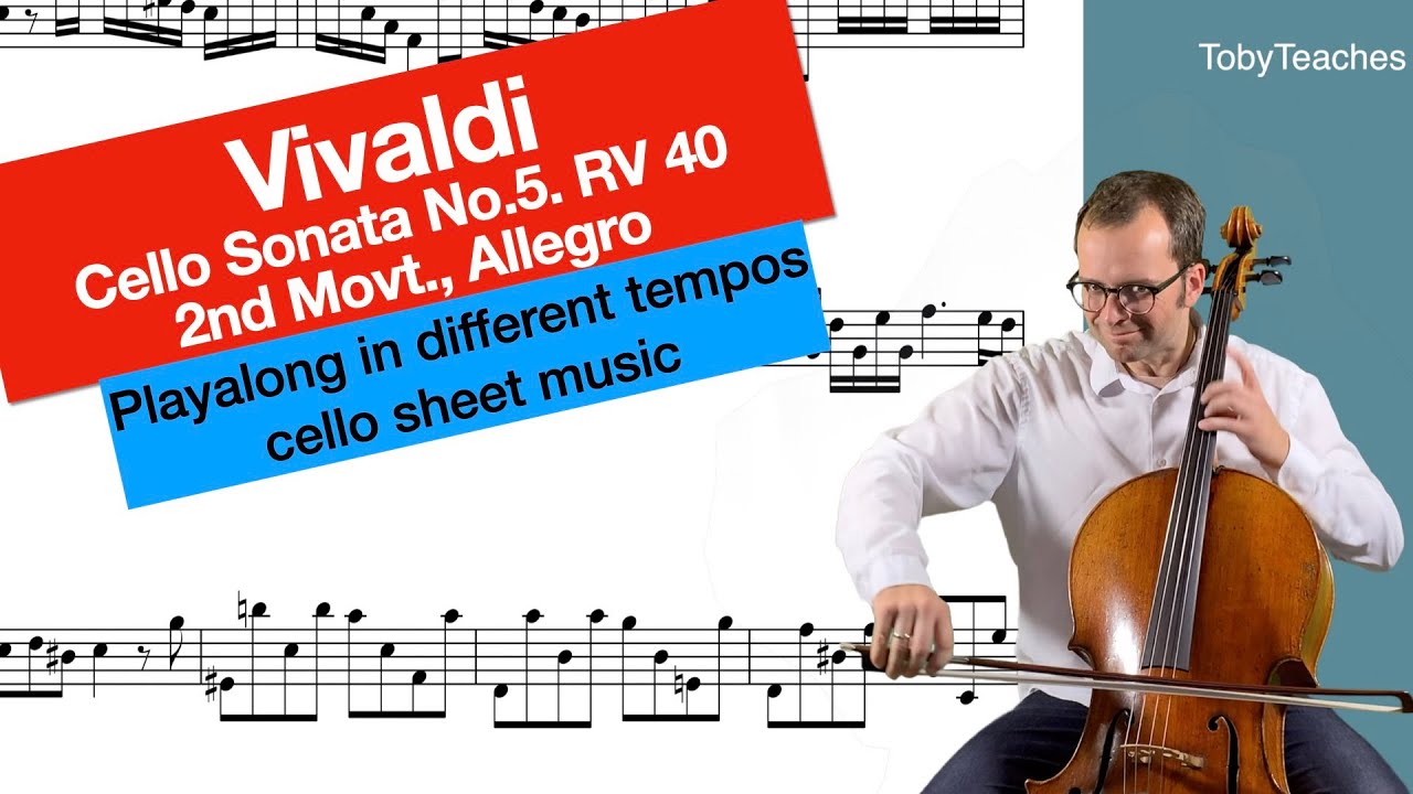 Vivaldi Cello-Sonata No.5 e-minor, RV 40, 2nd Movt., Allegro, continuo accompaniment , playalong