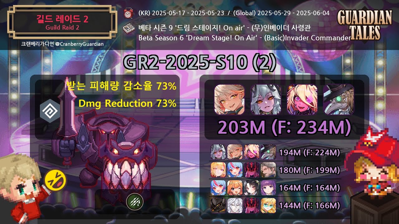 [가디언 테일즈] 길드 레이드 2 베타 시즌 9_(무)인베이더 사령관_일반: 2.0억-1.3억 (피버: 2.3억 - 1.5억) [Guardian Tales] Commander