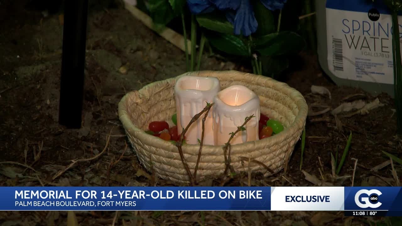 Memorial growing for teen killed in crash while riding bike in Fort Myers