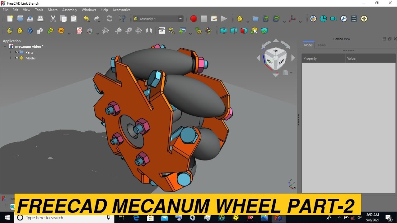 FreeCAD mecanum wheel design part-2