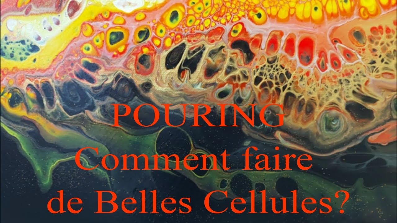 Technique du Pouring en francais, les Cellules? 🟡🟠🔴 Tuto N°85 #peintureacryliquepouring