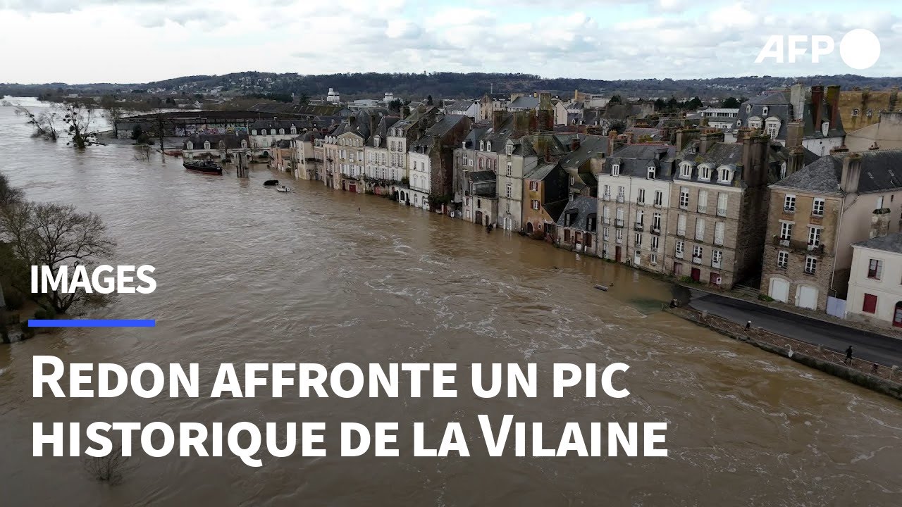 VUES AERIENNES: En Ille-et-Vilaine, Redon sous les eaux | AFP Images