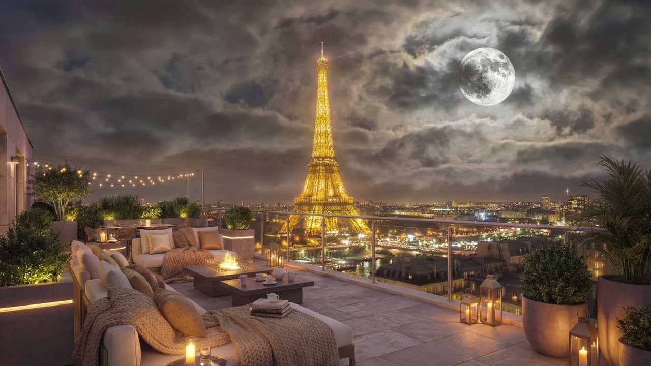Smooth Bossa Nova Jazz in Paris Terrace ☕ Relaxing Eiffel Tower Jazz for Good Mood | 1 Hour Music