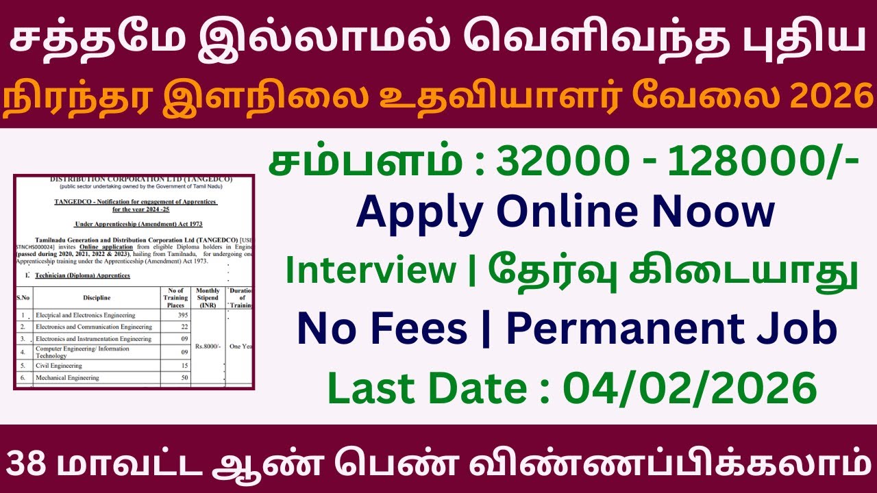 🔥 நிரந்தர இளநிலை உதவியாளர் வேலை 2026 | EIL Recruitment 2026 Tamil | Job Vacancy 2026