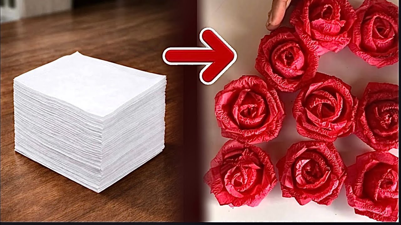 DIY Tissue Paper Rose Plant 🌹 | Easy Handmade Flower Craft #art #handmade #trending #youtube 