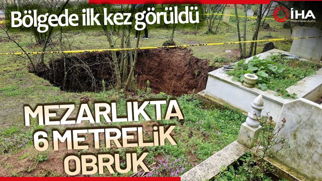 Mezarlığın Ortasında Oluşan Obruk Şaşkına Çevirdi