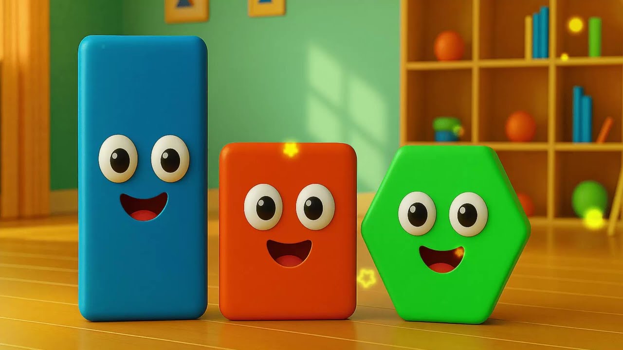 Trzy wesołe figurki - Wesoła piosenka o geometryczne figurkach🎶Przyjaźń i zabawa dla dzieci🤍❤️