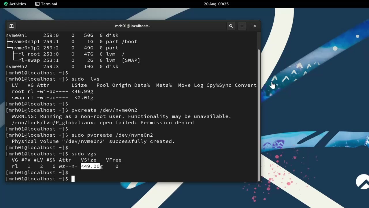 How to resize a logical volume with LVM commands