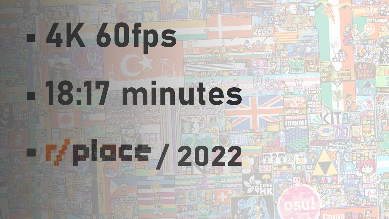 r/place (April 2022) • upper left square 1000x1000px • 4K 60fps
