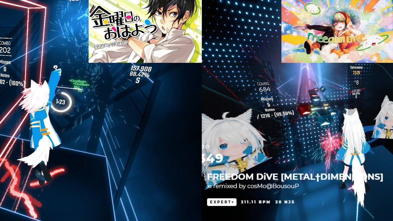 [Beat Saber] Friday's Good Morning FBT dancing + FREEDOM DiVE[METAL†DIMENSIONS]
