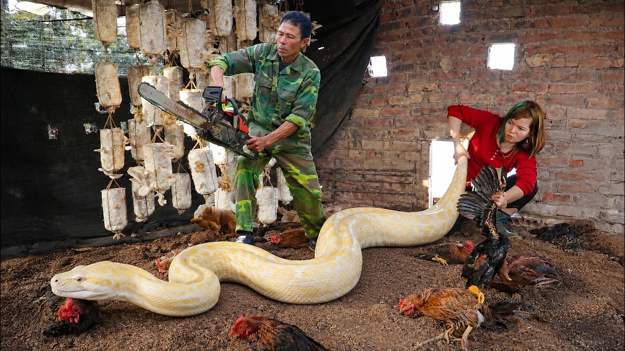 72 Hours of Terror: Giant Albino Python Attacks Chicken Coop – Dramatic Farm Rescue! 😱🐍