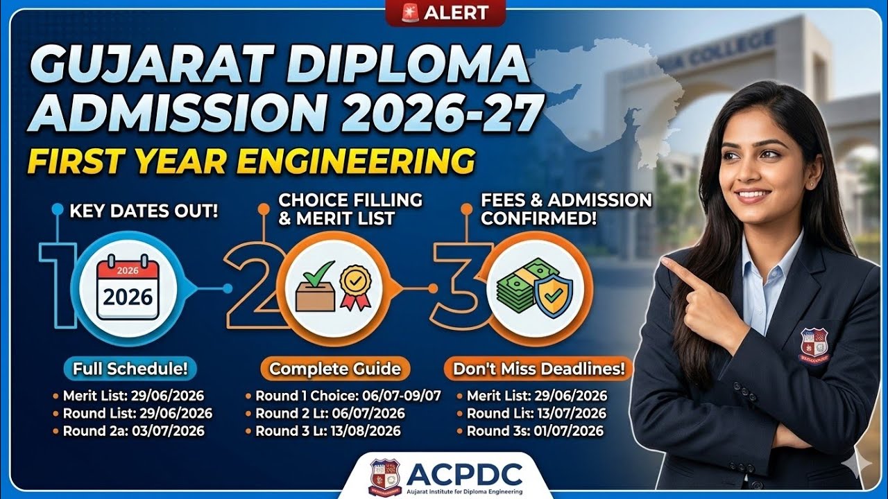 Diploma Admission 2026 Gujarat | ACPDC Diploma Choice Filling & Key Dates 2026-27