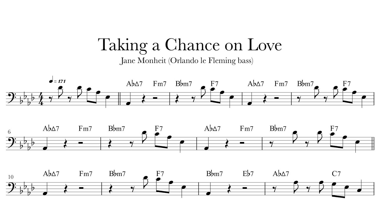 Taking a Chance on Love - Jane Monheit (Orlando le Fleming bass) | bass transcription