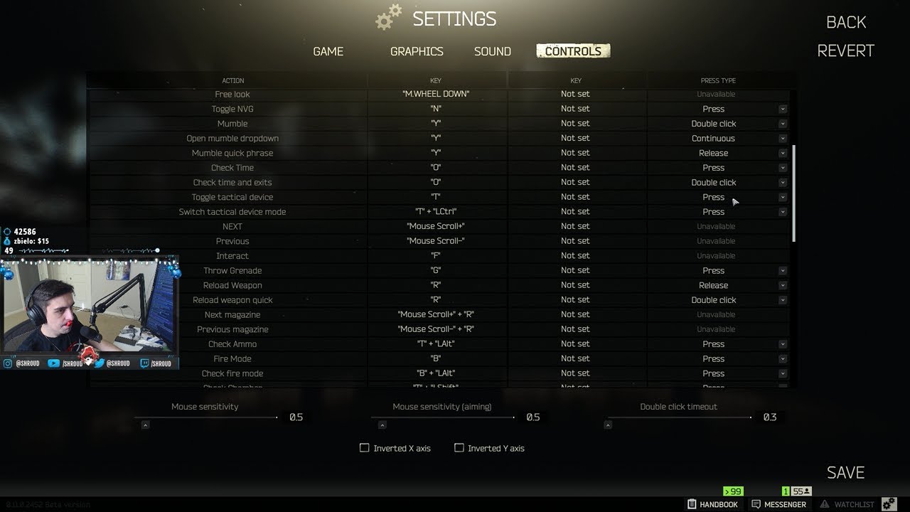 Shroud EFT Key Binds Idea