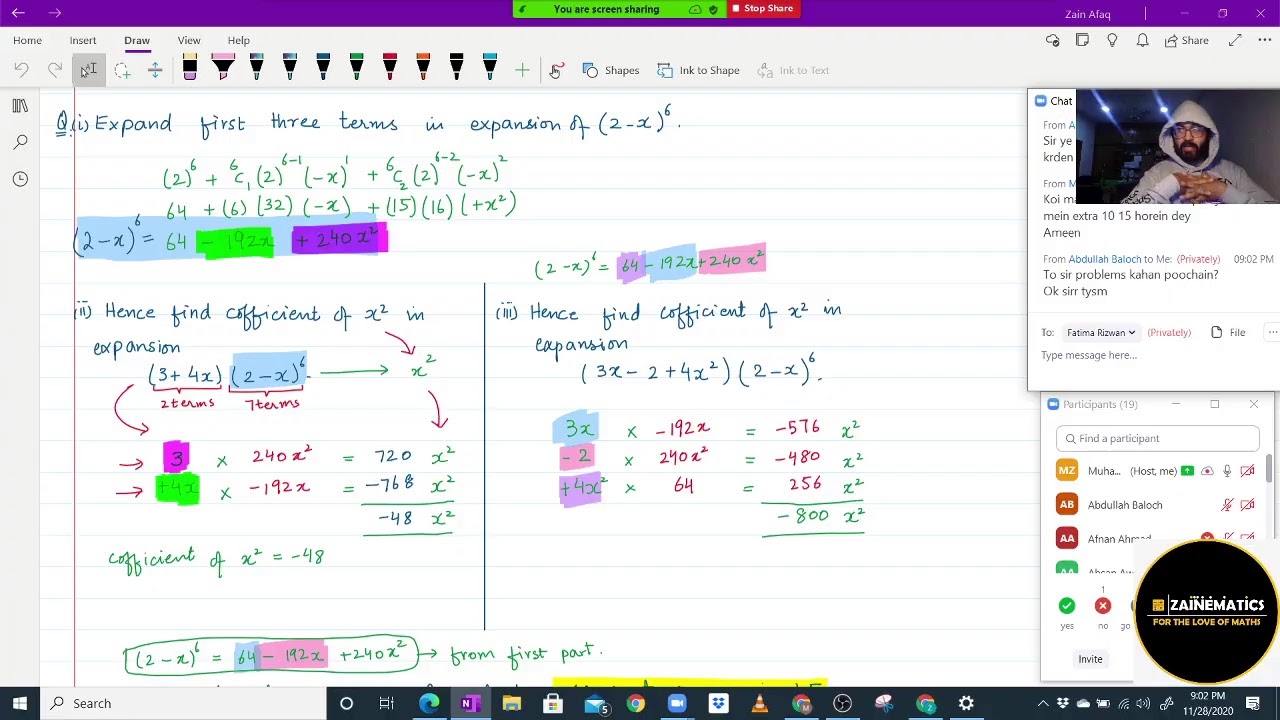 ZAINEMATICS A LEVELS P1 BINOMIAL WITH EXAM QUESTION VARIATIONS