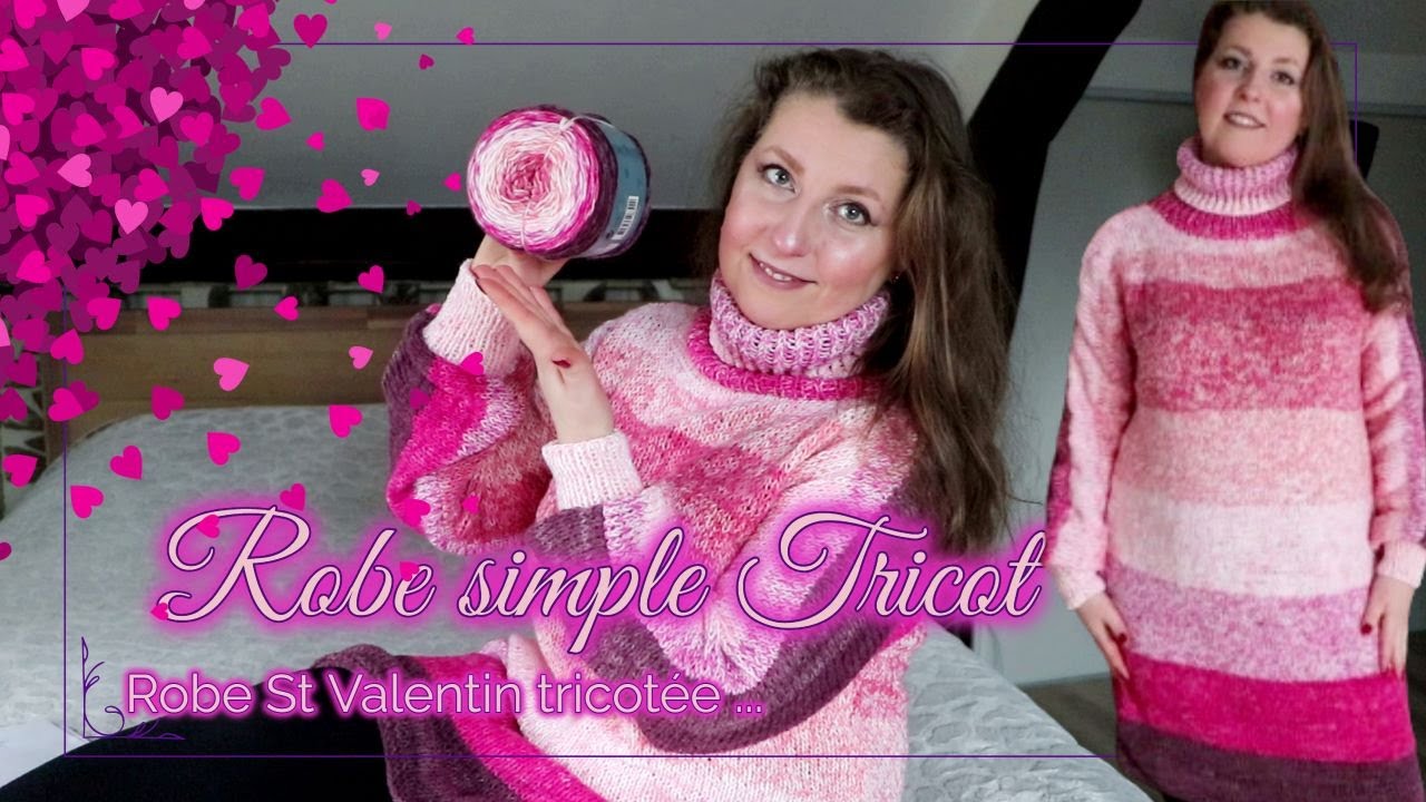 Robe simple au tricot | Robe St Valentin tricotée en deux pièces 💜🩷❤️