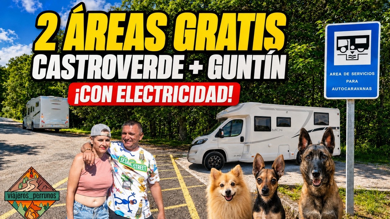 Area de Autocaravanas de Castroverde y Guntin 2  áreas en Lugo  con  Servicios Gratuitos de luz