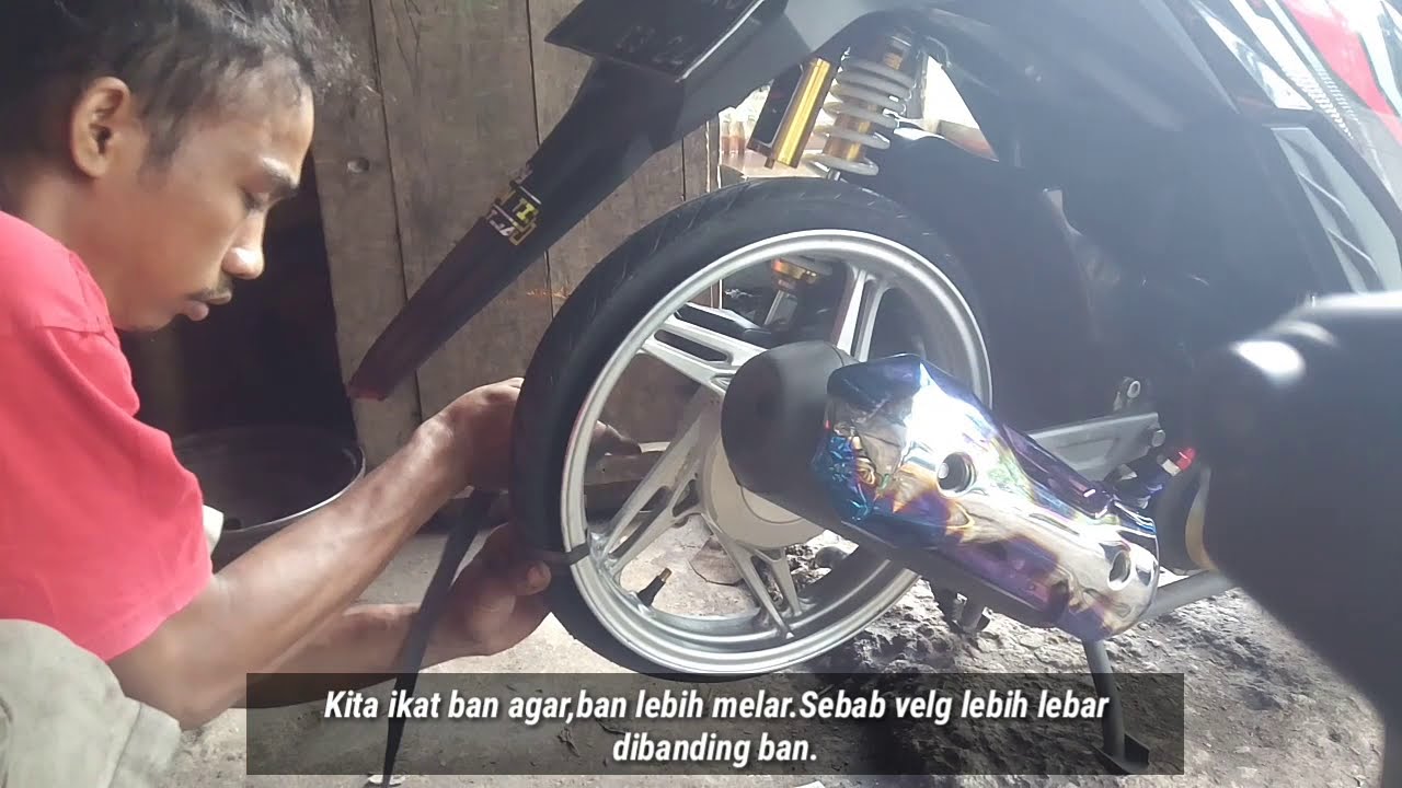 Pasang ban babylook Honda Beat fi part 1. (swallow 50/100~14 Menjadi ban tubeless)