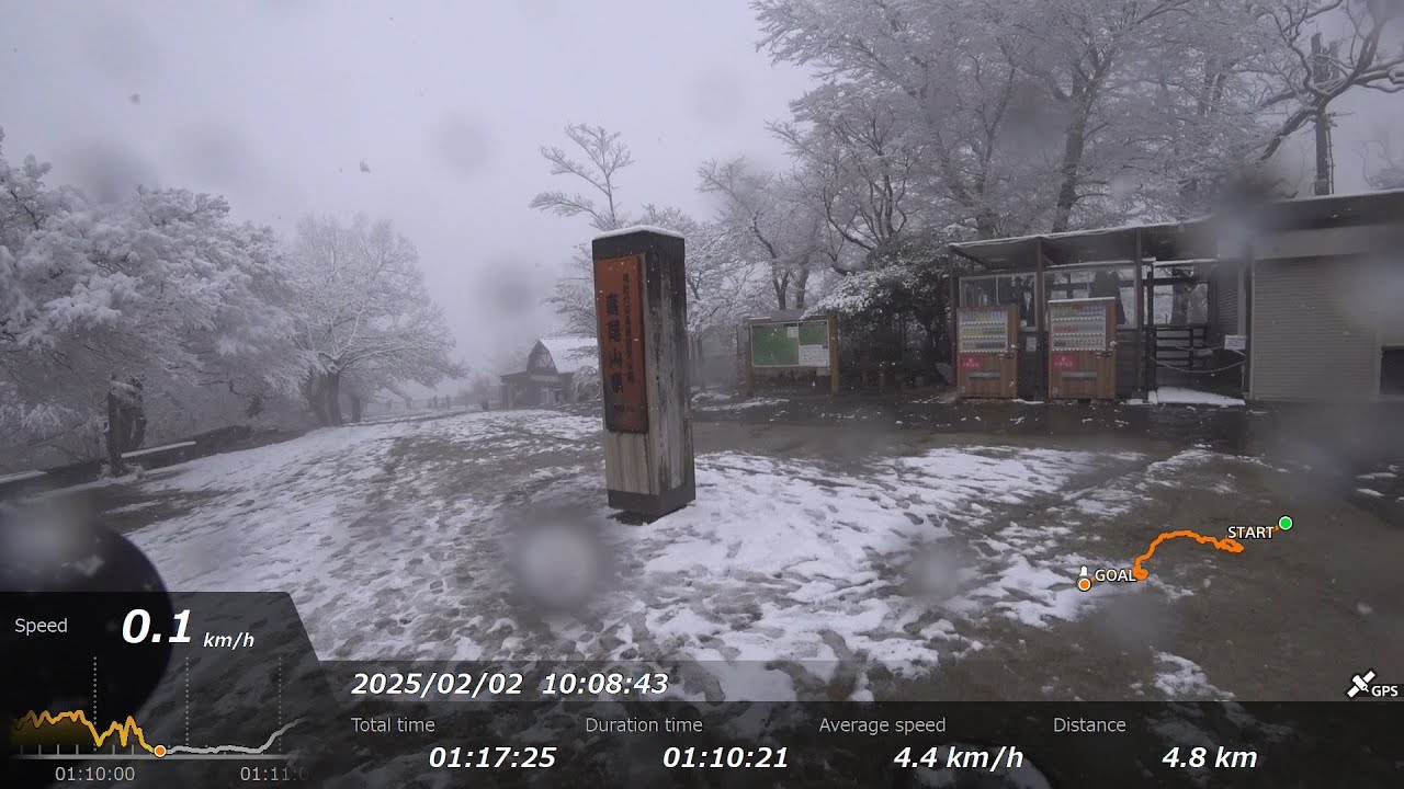雪の高尾山 登山(6号路/琵琶滝裏/上級者コース/1号路/薬王院) フル動画 GPS MAP連動 Mt.Takao