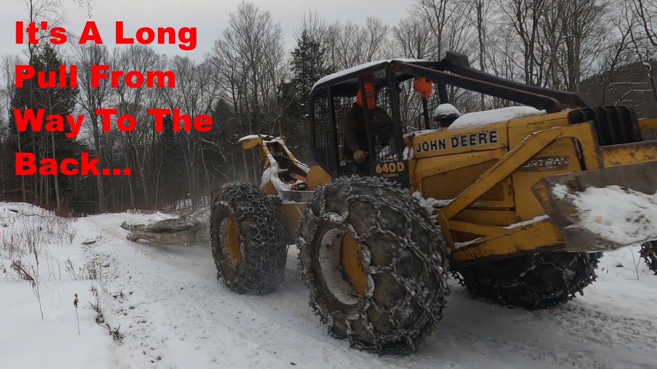 Its a long pull Down Out Of There, John Deere Skidder Pulling Hardwood From Over A Mile Back