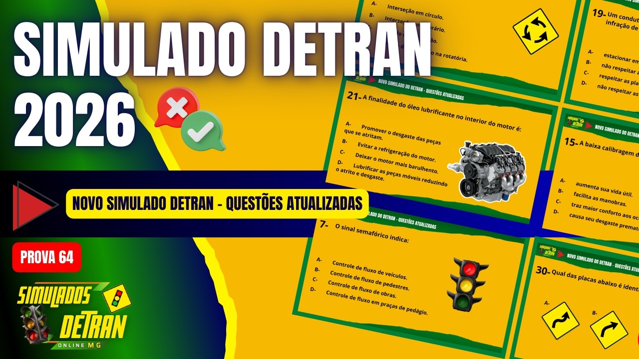 SIMULADO DETRAN 2026: 30 QUESTÕES QUE MAIS CAEM NA PROVA DO DETRAN #simuladodetran2026 #detran2026