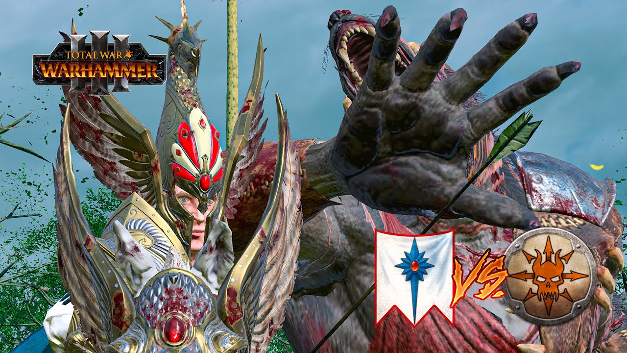 TYRION Y CARADRYAN. COMO UÑA Y CARNE 🧙‍♀️ ALTOS ELFOS vs NORSCA 🐺 WARHAMMER 3 BATALLA ONLINE