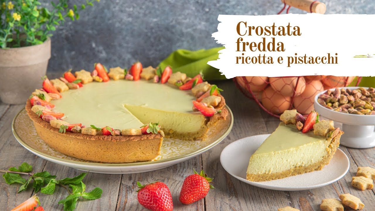 Crostata fredda ricotta e pistacchio, torta con base al pistacchio e crema facile da preparare!