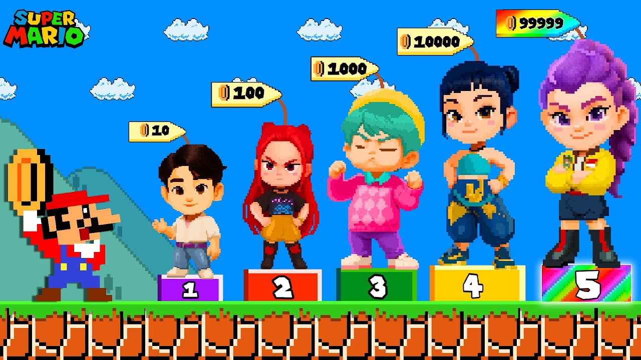 Super Mario Bros. but Mario Can Buy all KPOP DEMON HUNTERS Characters | Saja Boys & Huntr/x
