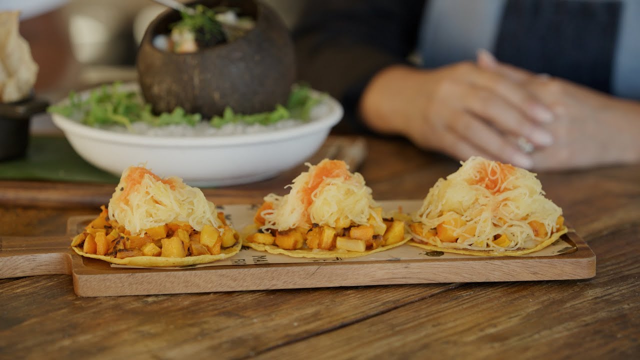 Vegan Ceviche and Butternut Squash Tacos at Malibu Farm Restaurant