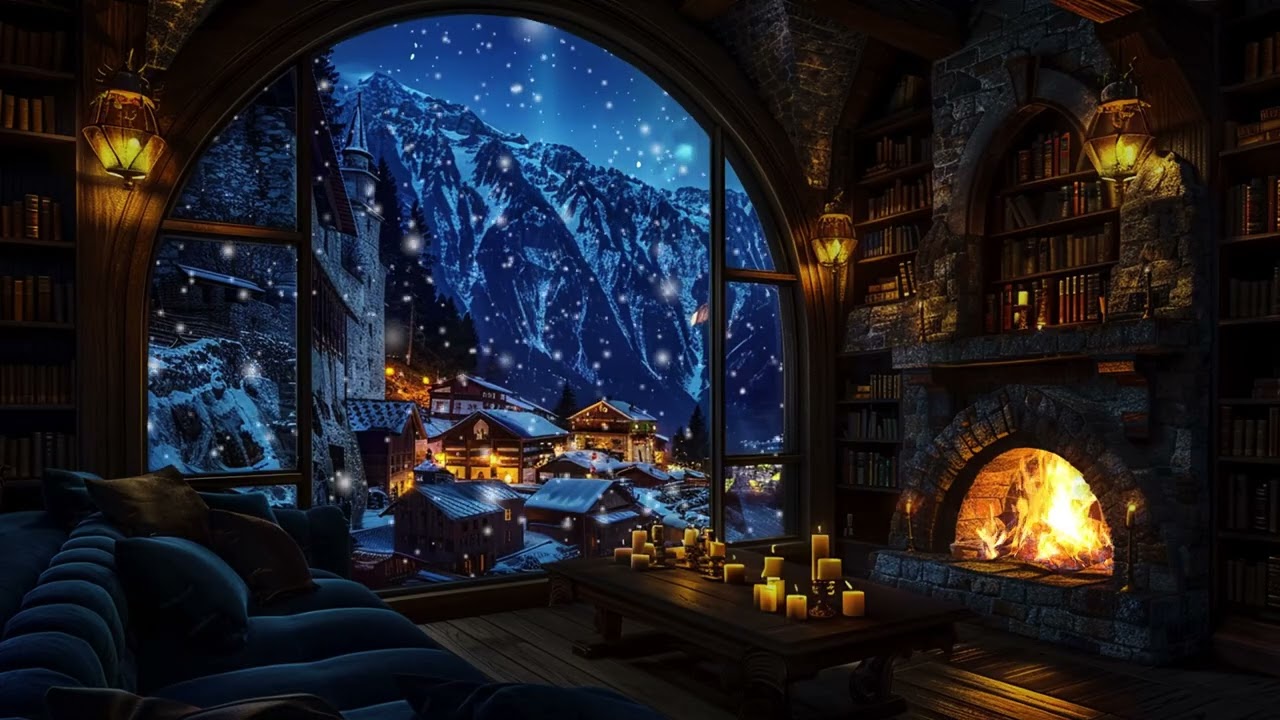 Frostlight Piano Retreat | Cozy Alpine Lodge Atmosphere for Stress Relief and Calm Sleep Tonight
