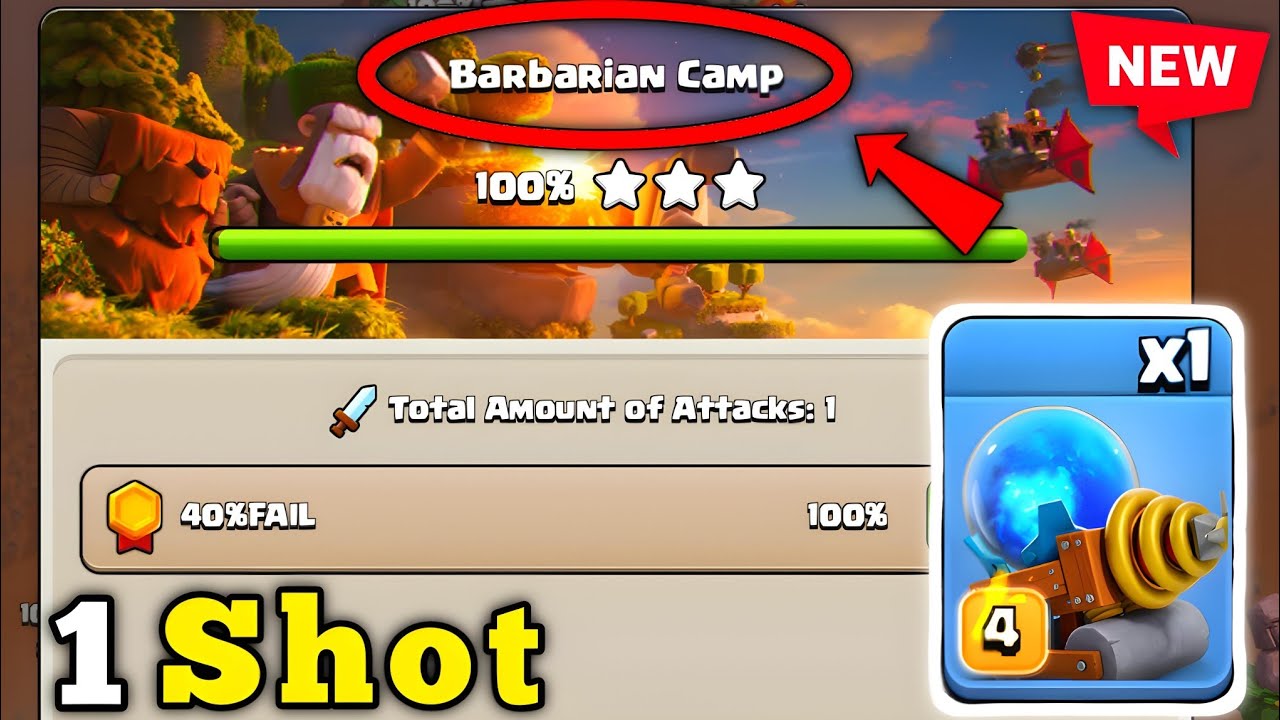 1 Shot Max Barbarian Camp | Clan Capital