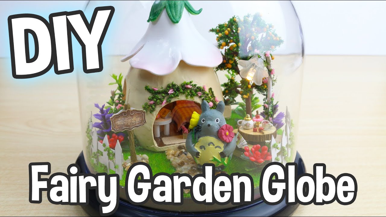 DIY Miniature Fairy Garden Dollhouse Kit with Totoro and Working Lights!