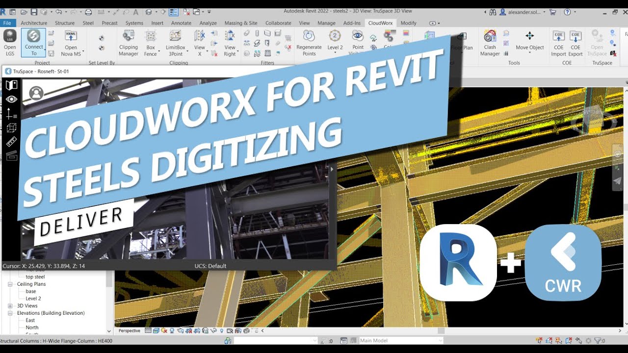 CloudWorx for Revit / Steel Digitizing from point clouds