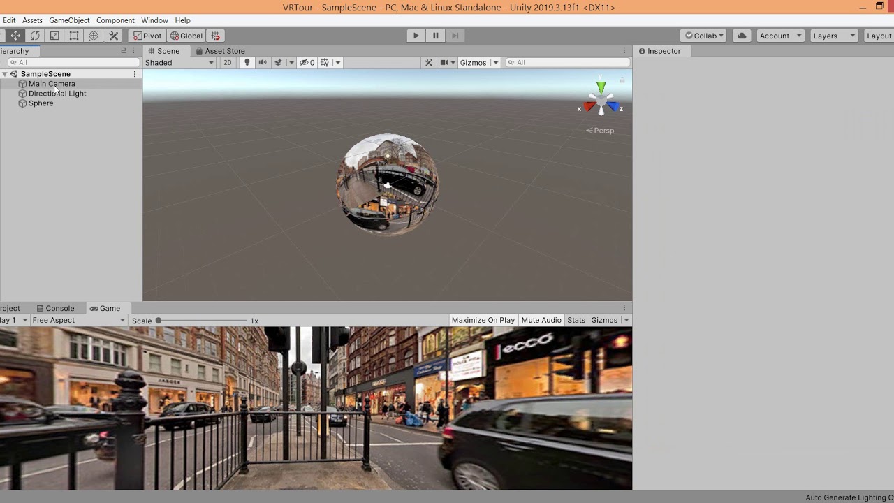 Virtual Tour Using Sphere with unity
