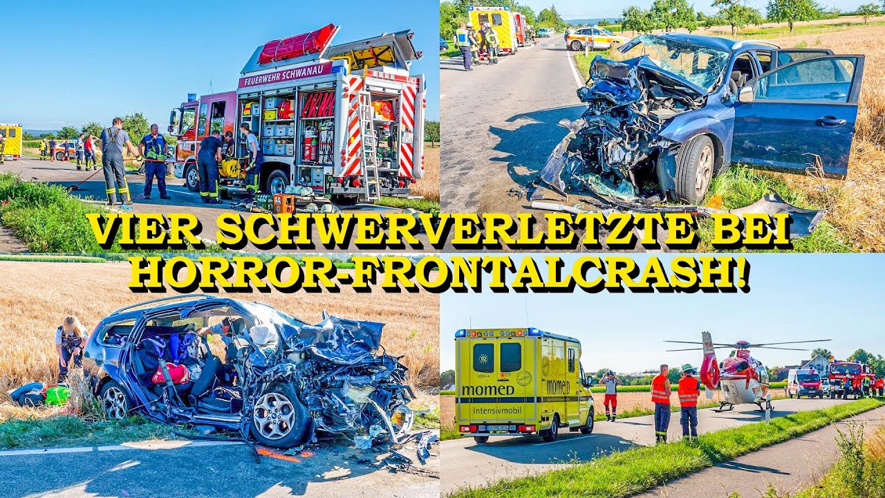 [SCHLIMMER FRONTALCRASH] ZWEI RETTUNGSHELIS IM EINSATZ | - Massive Zerstörung - | 4 Schwerverletzte