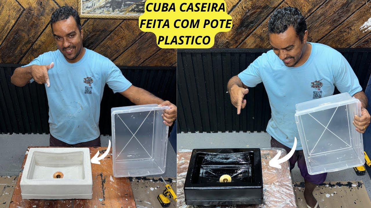 BRILHANTE IDEIA Passo a passo Como FAZER CUBA DE PIA CASEIRA COM POTE PLASTICO PARA SUA CASA VEJA