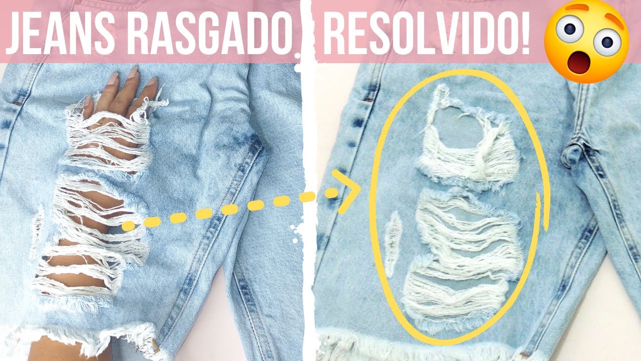 COMO CONSERTAR JEANS DESTROYED RASGADO/DESFIADO - TÉCNICA COM COSTURA