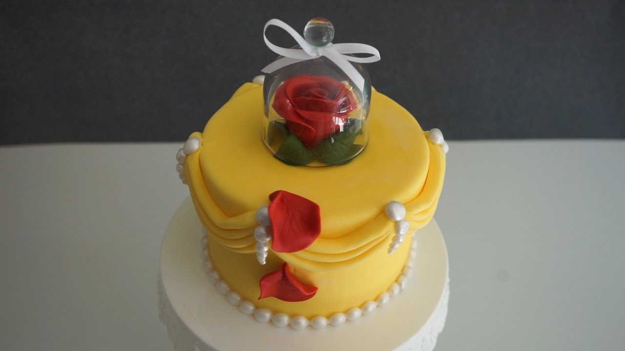 Easy Beauty & the beast Fondant Cake dekoration - DIY Fondant Rose w/o wires & tools - Gcf