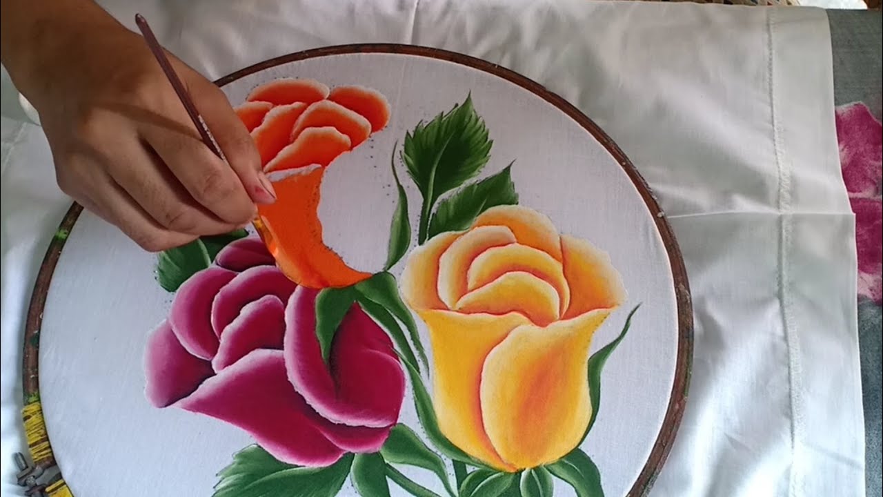 Painting tutorial Rose Flower pillow cover design. 8793936136