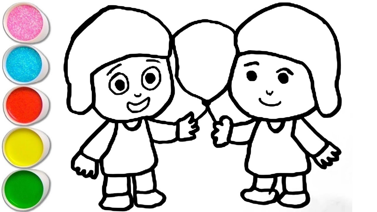 Cute pocoyo with Friend  Drawing, Painting and Coloring For Kids and Toddlers _ Easy Drawing 