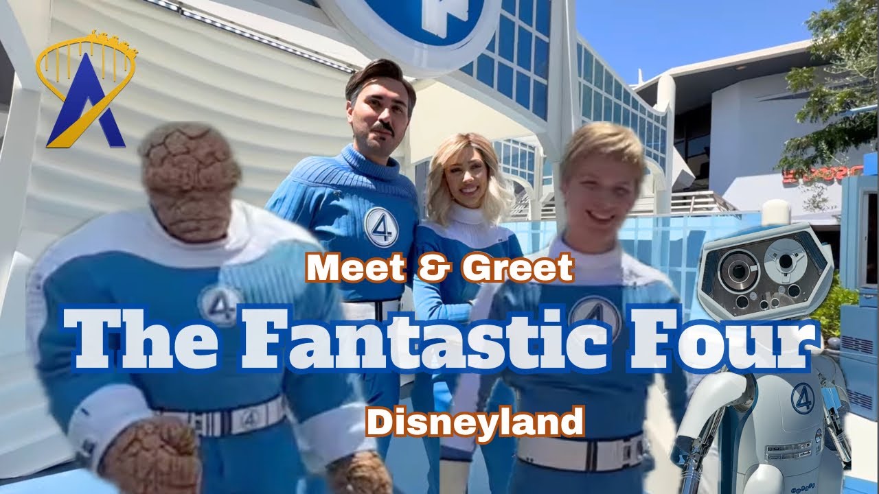 The Fantastic Four and H.E.R.B.I.E. meeting at Disneyland in Tomorrowland