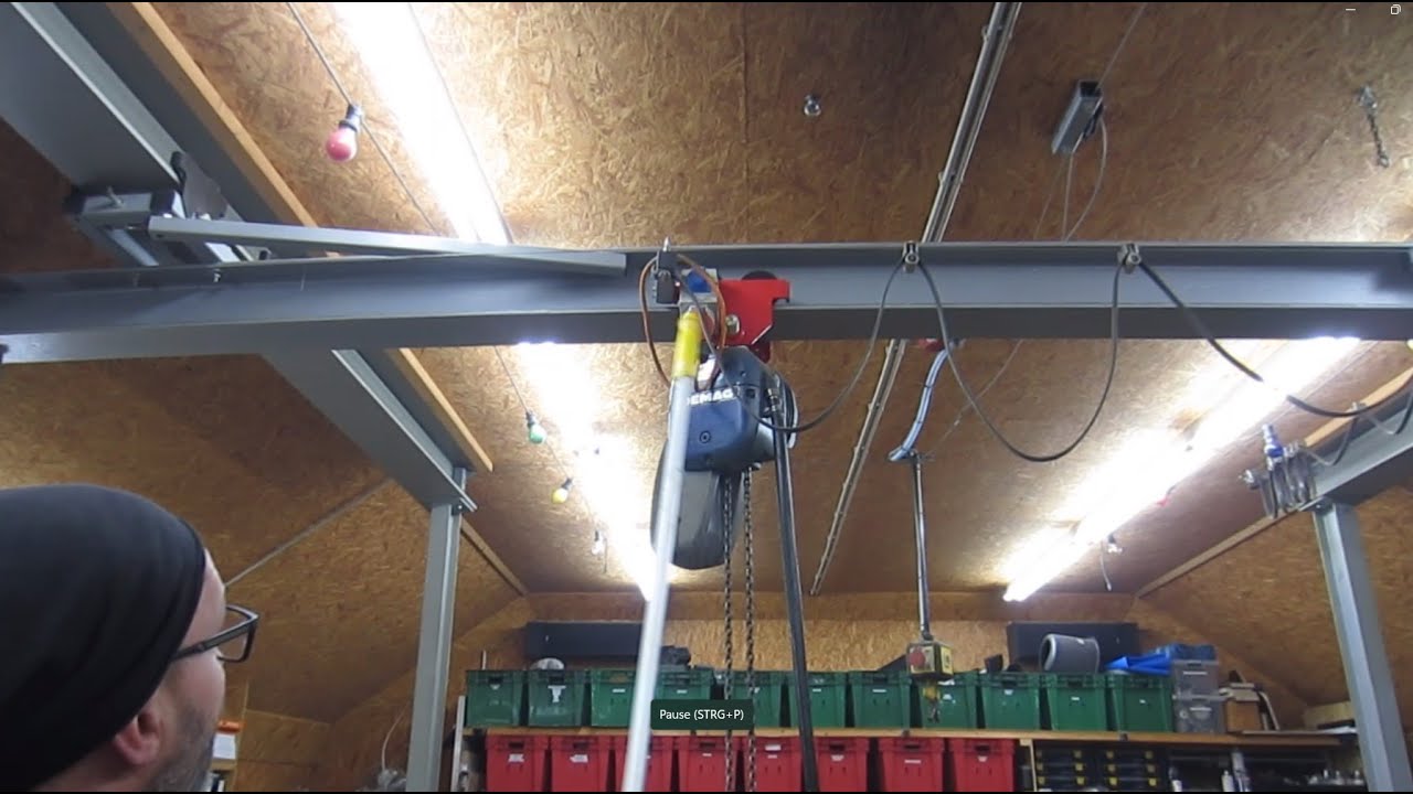 Brückenkran mit Laufkatze in meiner Werkstatt und Werk 2