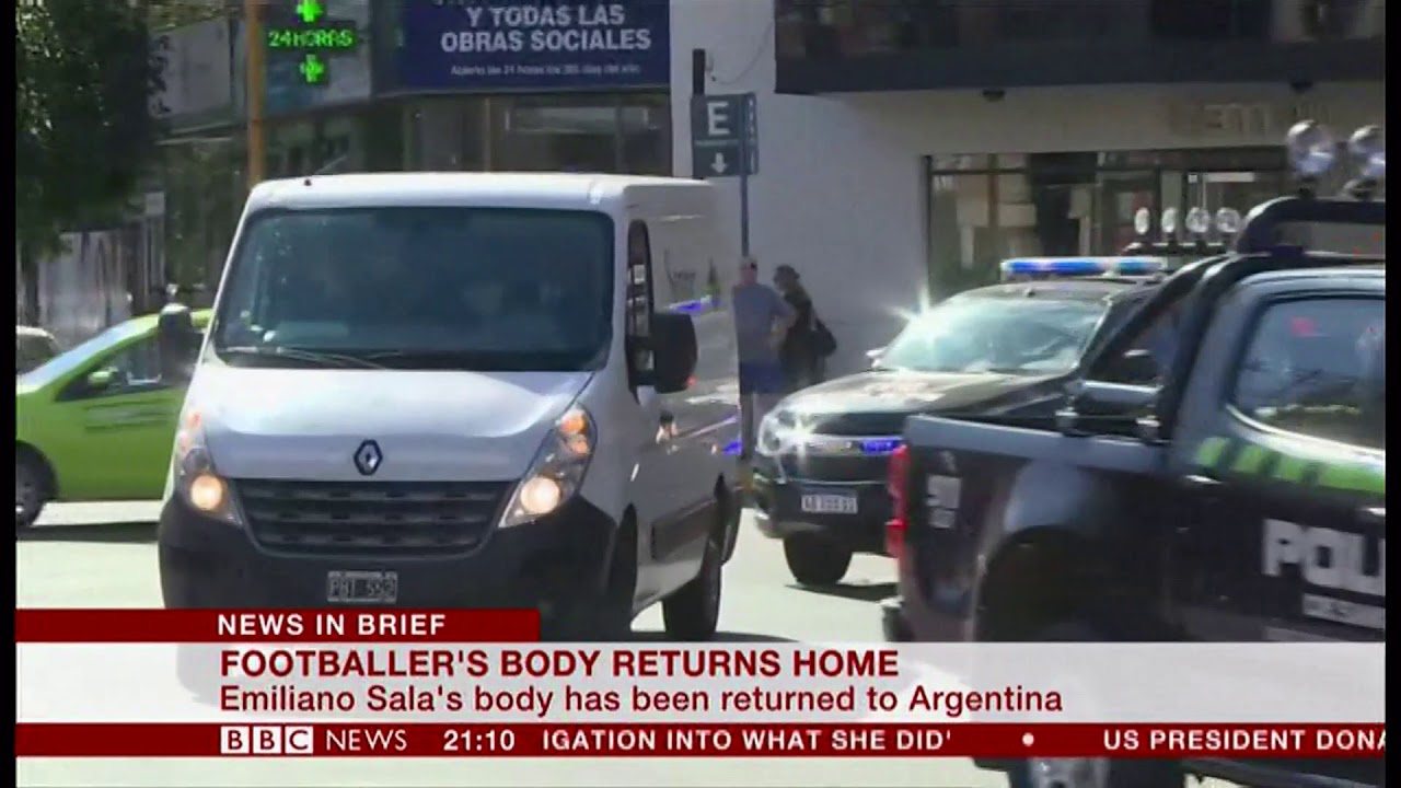 Emiliano Sala's body arrives back home (Argentina)  - BBC News - 15th February 2019