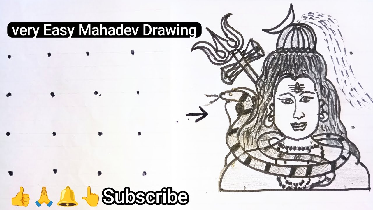 🐍🐍Very Easy Lord Shiva Drawing From 4×4 Dots//Mahadev drawing Easy Step By Step||Shivaratri Rangoli|