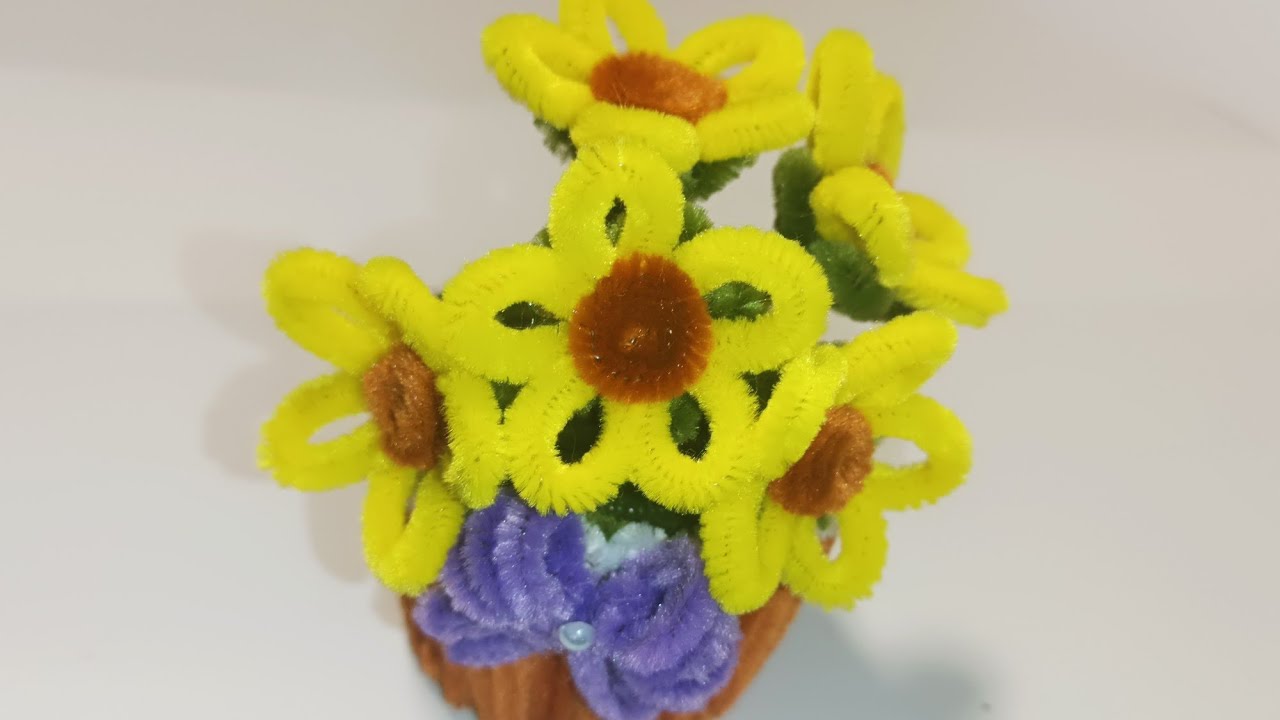 DIY Chenille Wire Flower Pot