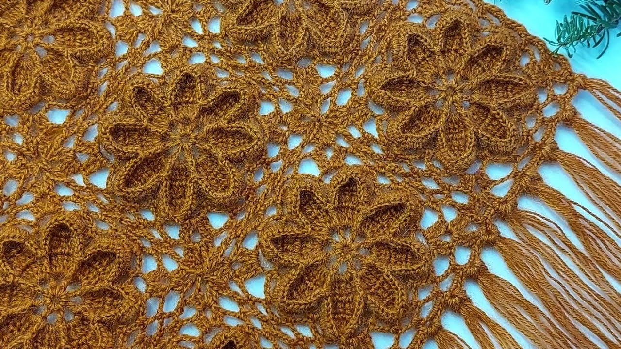 o kadar kolay ki şaşıracaksınız 🌼 3 boyutlu etol şal modeli yapılışı / örgü şal modelleri