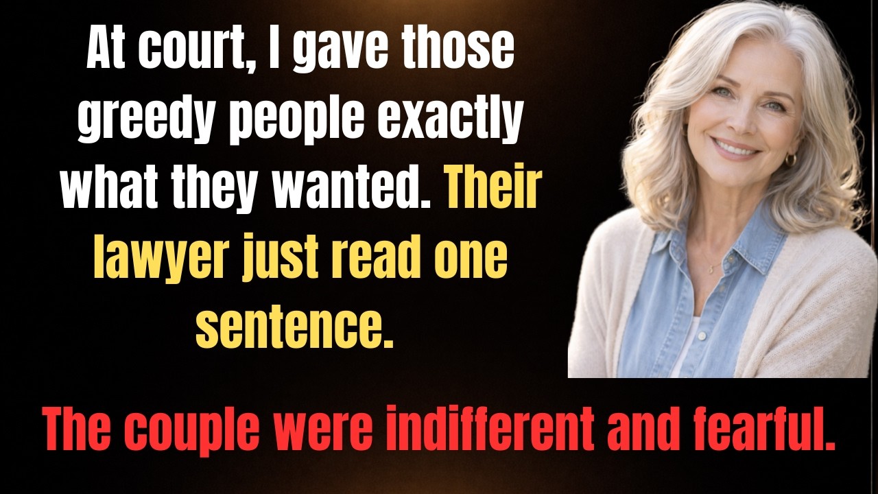 At court, I gave those greedy people exactly what they wanted. Their lawyer just read one sentence.