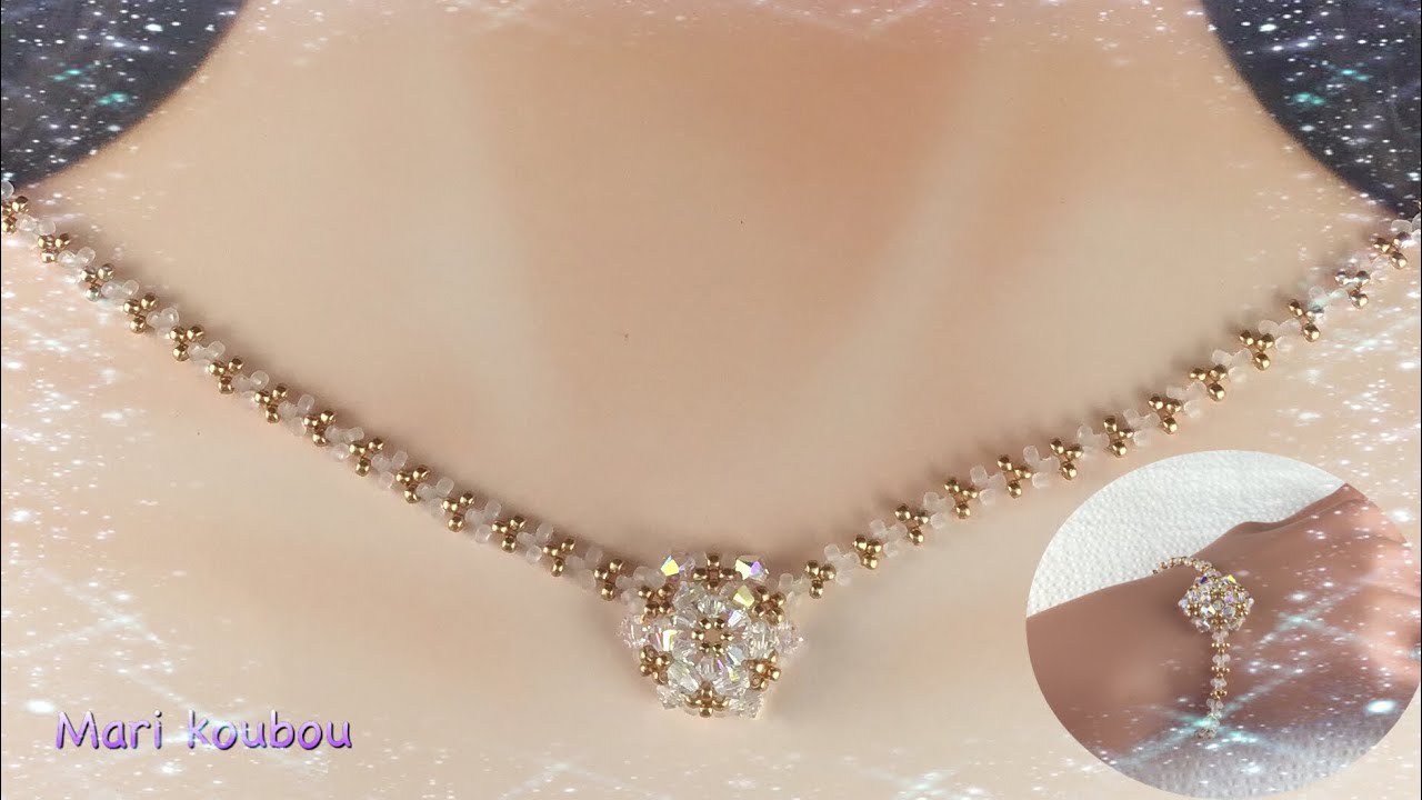 スワロフスキーで作るクリスタルネックレス/Crystal Necklace with bicone beads